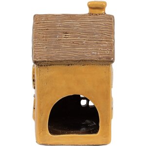 Clayre & Eef 6CE1891 Portavelas Casa Cerámica Amarillo 9x9x15 cm Estilo Campestre