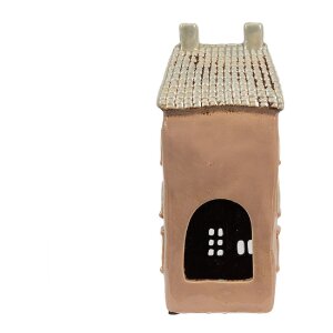 Clayre & Eef 6CE1895 Portavelas Casa Cerámica Marrón Beige 12x9x28 cm