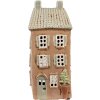 Clayre & Eef 6CE1895 Portavelas Casa Cerámica Marrón Beige 12x9x28 cm