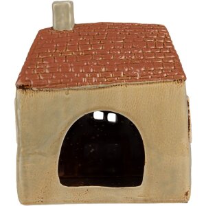 Clayre & Eef 6CE1896 Portavelas Casa Cerámica Verde Naranja 17x10x19 cm