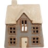 Clayre & Eef 6CE1899 Portavelas Casa Cerámica Gris Beige 15x10x17 cm