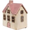 Clayre & Eef 6CE1900 Portavelas Casa Beige Rosa 13x10x16 cm Cerámica