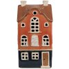 Clayre & Eef 6CE1914 Portavelas Casa Cerámica Naranja Azul 12x9x22 cm