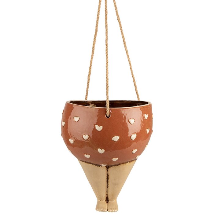Clayre & Eef 6CE1863 Decoración Maceta Flor Rosa Beige Cerámica 17x15x20 cm