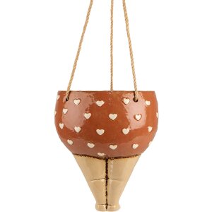 Clayre & Eef 6CE1863 Decoración Maceta Flor Rosa Beige Cerámica 17x15x20 cm