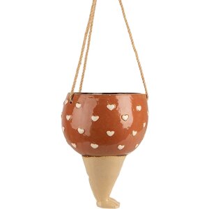 Clayre & Eef 6CE1863 Decoración Maceta Flor Rosa Beige Cerámica 17x15x20 cm