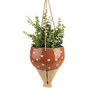 Clayre & Eef 6CE1863 Decoración Maceta Flor Rosa Beige Cerámica 17x15x20 cm
