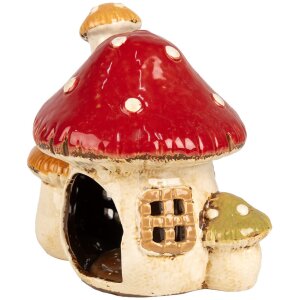 Clayre & Eef 6CE1876 Portavelas Casa Beige Rojo 17x12x16 cm