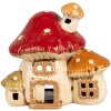 Clayre & Eef 6CE1876 Portavelas Casa Beige Rojo 17x12x16 cm