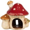 Clayre & Eef 6CE1876 Portavelas Casa Beige Rojo 17x12x16 cm