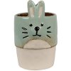 Clayre & Eef 6CE1878 Maceta Cerámica Verde Beige Ø 11x17 cm Estilo Campestre