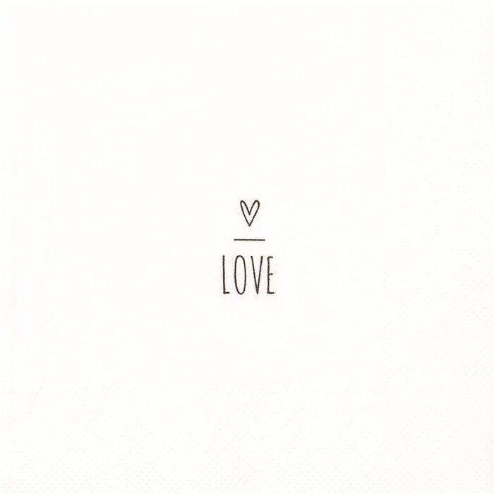 Clayre & Eef 73086 Servilletas de Papel Love Blanco 33x33 cm 20 piezas