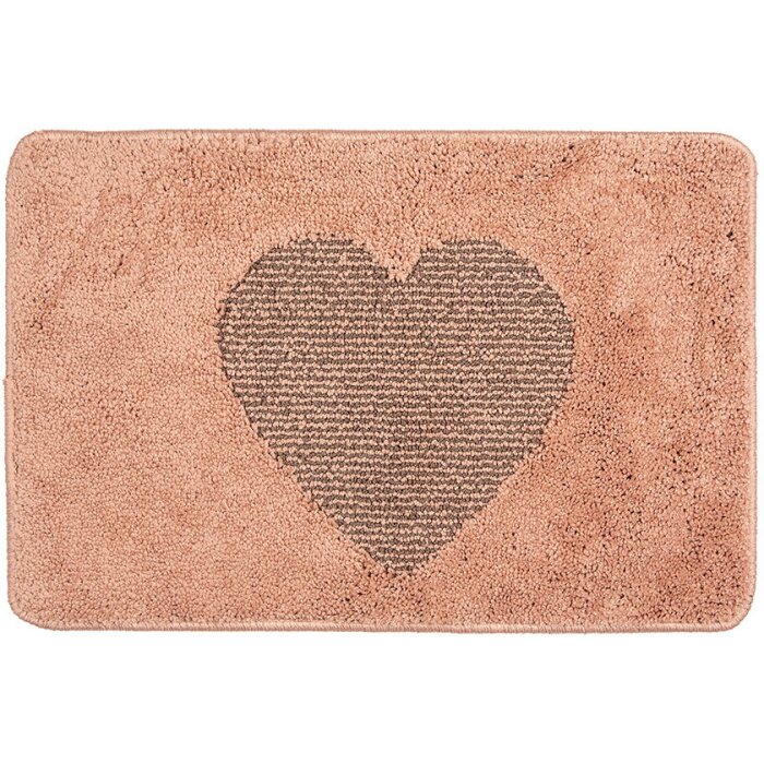 Clayre & Eef BM0007P Alfombra de Baño Motivo Corazón Rosa 58x38 cm