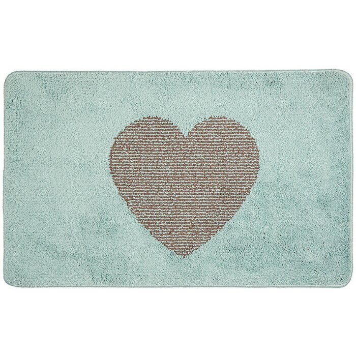 Clayre & Eef BM0008BL Alfombra de Baño Motivo Corazón Azul 78x48 cm