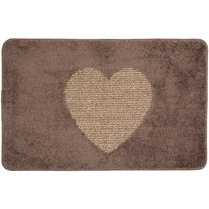 Clayre & Eef BM0008CH Alfombra de Baño Motivo Corazón Marrón 78x48 cm