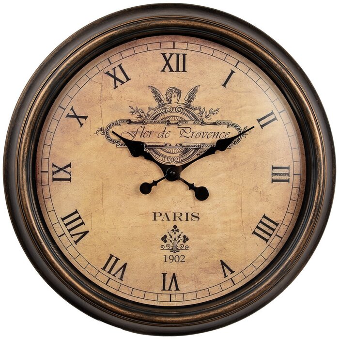 Clayre & Eef 6KL0825 Reloj de pared vintage Ø 55 cm Marrón / 1xAA