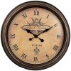 Clayre & Eef 6KL0825 Reloj de pared vintage Ø 55 cm Marrón / 1xAA