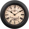 Clayre & Eef 6KL0827 Reloj de Pared Negro Beige Ø 23 cm / 1xAA