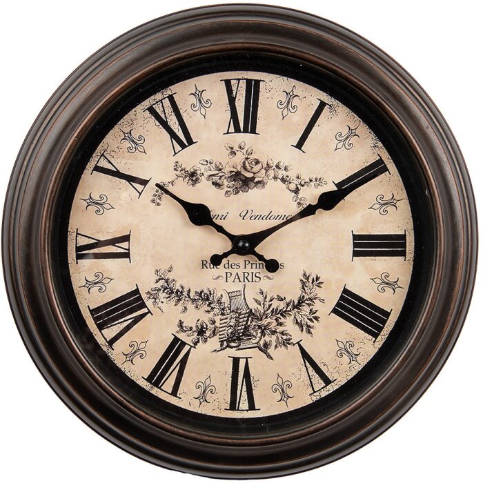 Clayre & Eef 6KL0828 Reloj de pared estilo vintage Ø 31 cm / 1xAA