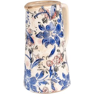 Clayre & Eef 6CE1923M Jarra decorativa motivo floral 16x11x20 cm