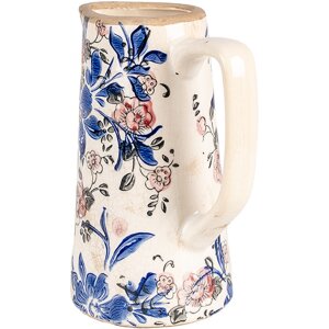 Clayre & Eef 6CE1923M Jarra decorativa motivo floral 16x11x20 cm
