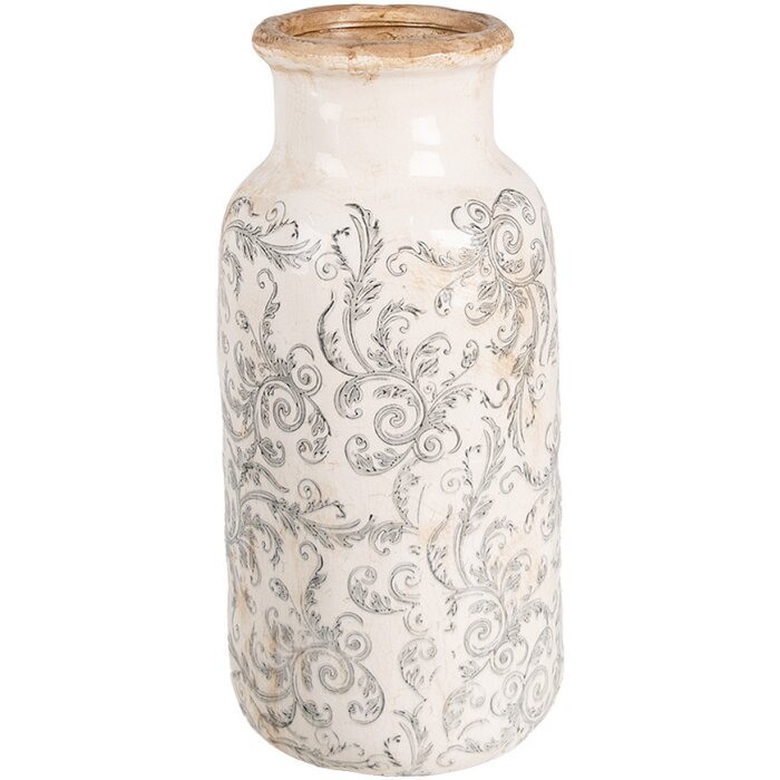 Clayre & Eef 6CE1927L Jarrón Ø 15x32 cm Blanco