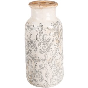 Clayre & Eef 6CE1927L Jarrón Ø 15x32 cm Blanco