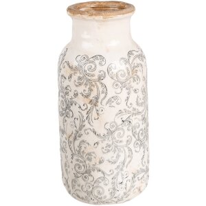 Clayre & Eef 6CE1927L Jarrón Ø 15x32 cm Blanco