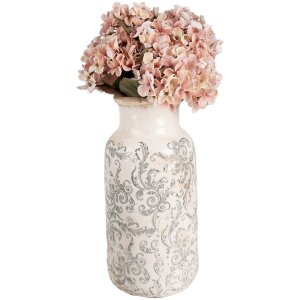 Clayre & Eef 6CE1927L Jarrón Ø 15x32 cm Blanco