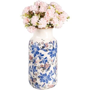 Clayre & Eef 6CE1928L Jarrón Decoración Floral Beige Azul Ø15x32 cm