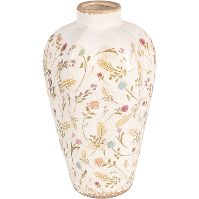 Clayre & Eef Jarrón 6CE1937S Decoración floral Ø 17x30 cm