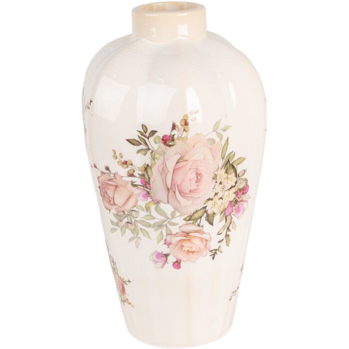 Clayre & Eef 6CE1963S Jarrón motivo floral Ø 17x30 cm