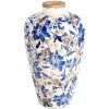 Clayre & Eef 6CE1935M Jarrón Floral Beige Azul Ø 21x35 cm
