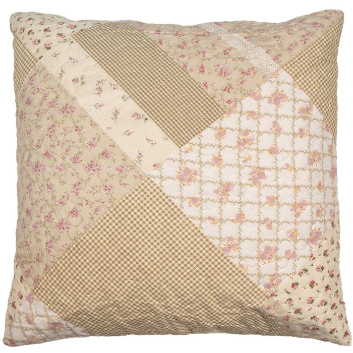 Clayre & Eef Q198.030 Funda de Cojín Patchwork Beige Rosa 50x50 cm