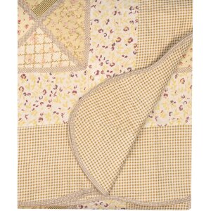 Clayre & Eef Q198.060 Colcha 180x250cm con Funda Cojín Patchwork Beige