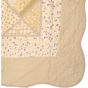 Clayre & Eef Q198.060 Colcha 180x250cm con Funda Cojín Patchwork Beige