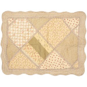 Clayre & Eef Q198.060 Colcha 180x250cm con Funda Cojín Patchwork Beige