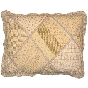 Clayre & Eef Q198.060 Colcha 180x250cm con Funda Cojín Patchwork Beige