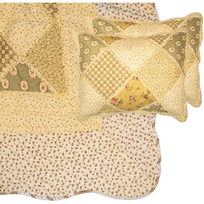 Clayre & Eef Q200.061 Colcha 230x250 cm 2x Funda de almohada 50x70 cm Patchwork