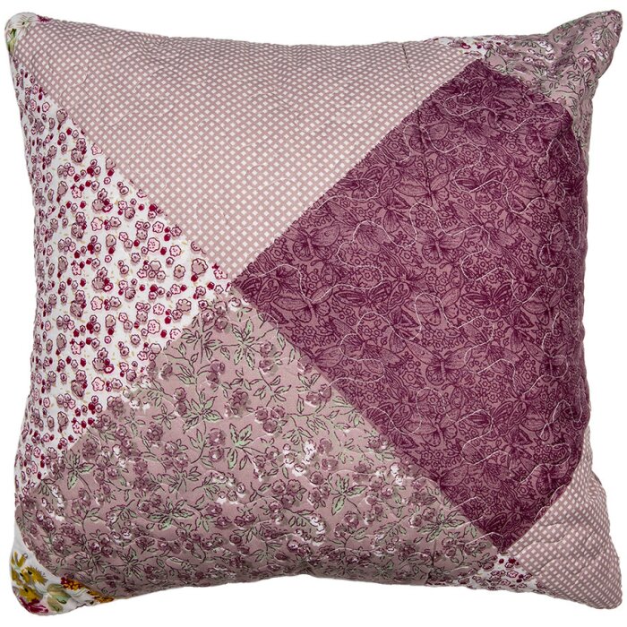 Clayre & Eef Q201.020 Funda de cojín patchwork rosa púrpura 40x40 cm