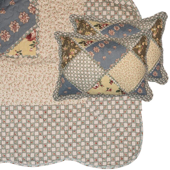 Clayre & Eef Q203.061 Colcha 230x250 cm 2 Fundas de almohada 50x70 cm