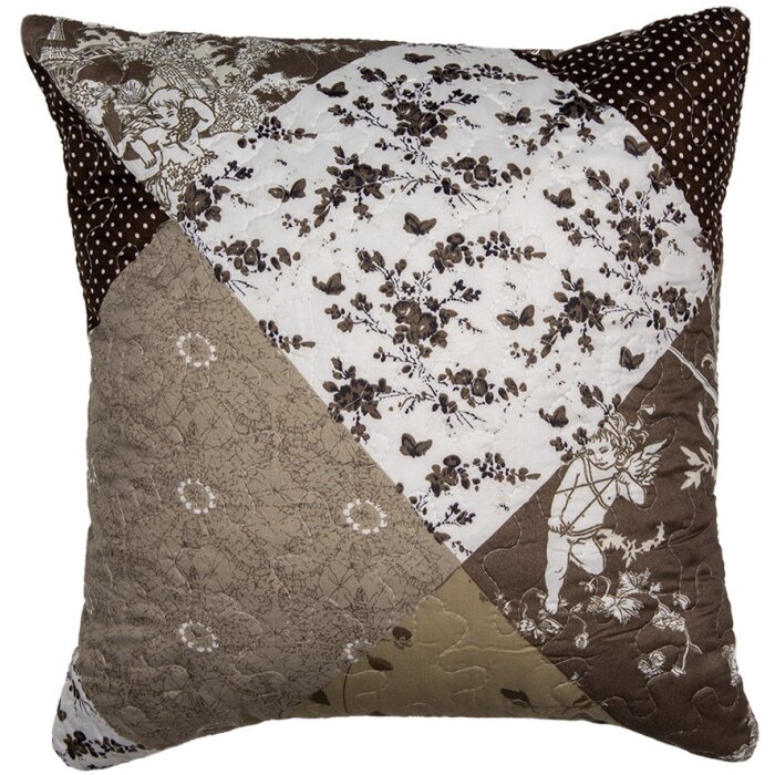 Clayre & Eef Q205.020 Funda de Cojín Patchwork Marrón Beige 40x40 cm