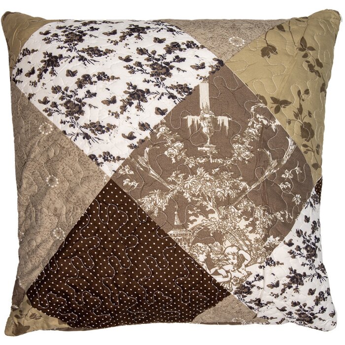 Clayre & Eef Q205.030 Funda de Cojín Patchwork Marrón Beige 50x50 cm