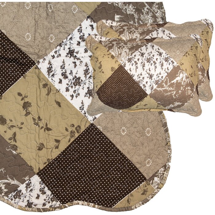 Clayre & Eef Q205.060 Colcha 180x250 cm 1x Funda de almohada 50x70 cm Marrón