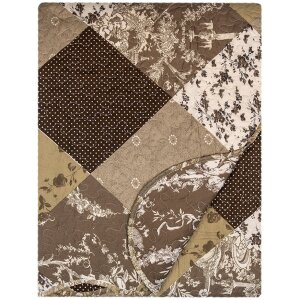 Clayre & Eef Q205.060 Colcha 180x250 cm 1x Funda de almohada 50x70 cm Marrón