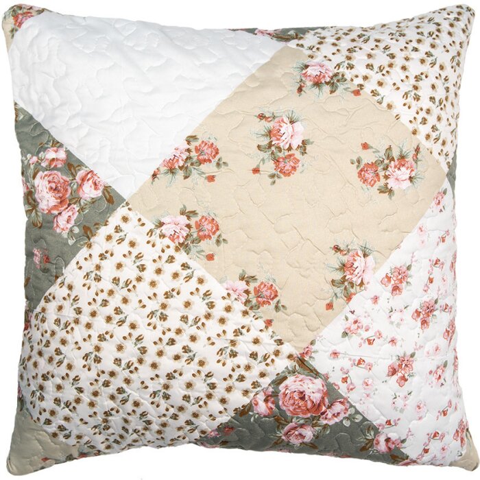 Clayre & Eef Q206.030 Funda de cojín patchwork motivo floral 50x50 cm