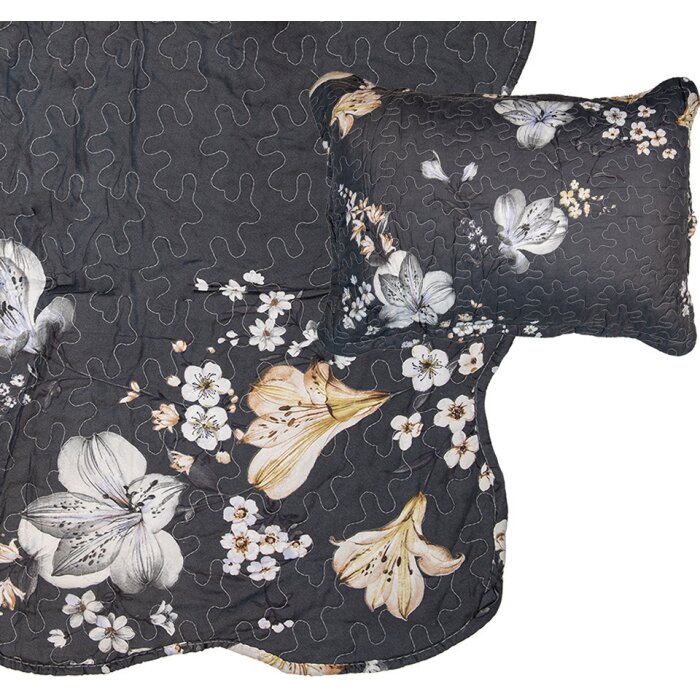 Clayre & Eef Q208.060 Colcha 180x250 cm 1 Funda de almohada 50x70 cm Negro