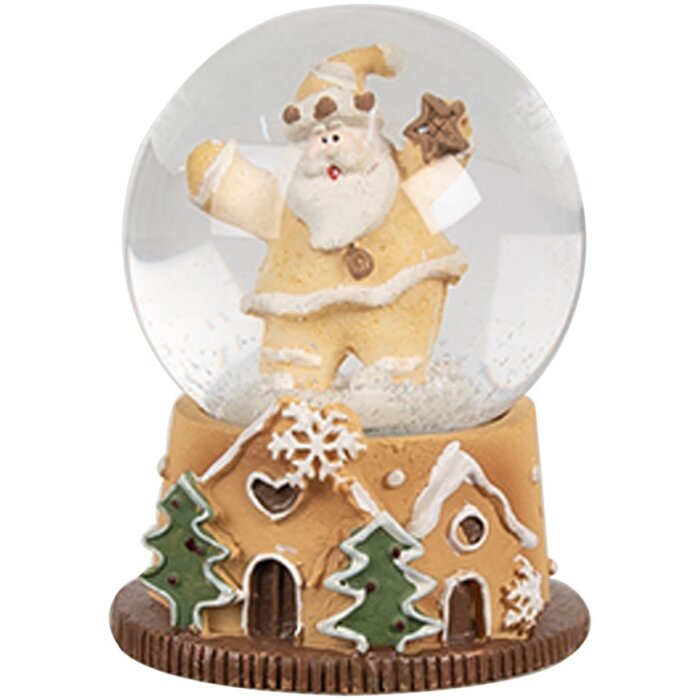Clayre & Eef 65764 Globo de Nieve Papá Noel Ø 5x6 cm Marrón Verde