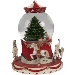 Clayre & Eef 65766 Globo de nieve con música Árbol de Navidad Ø14x19 cm