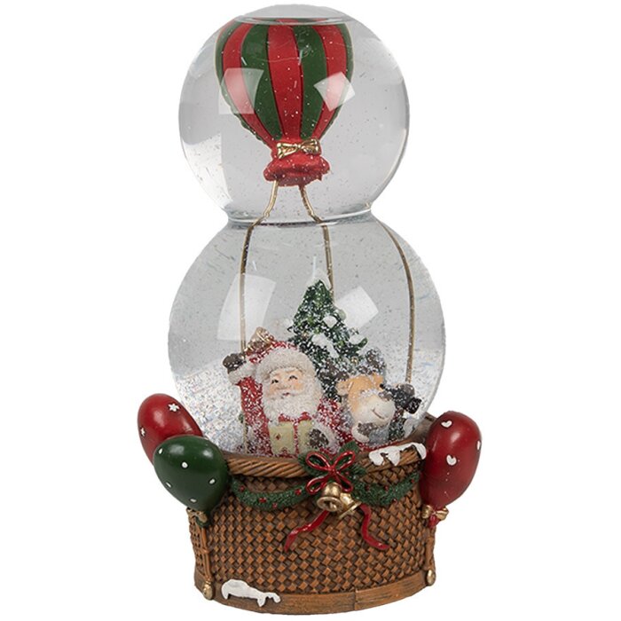 Clayre & Eef 65768 Globo de nieve Papá Noel globo aerostático con música 21 cm